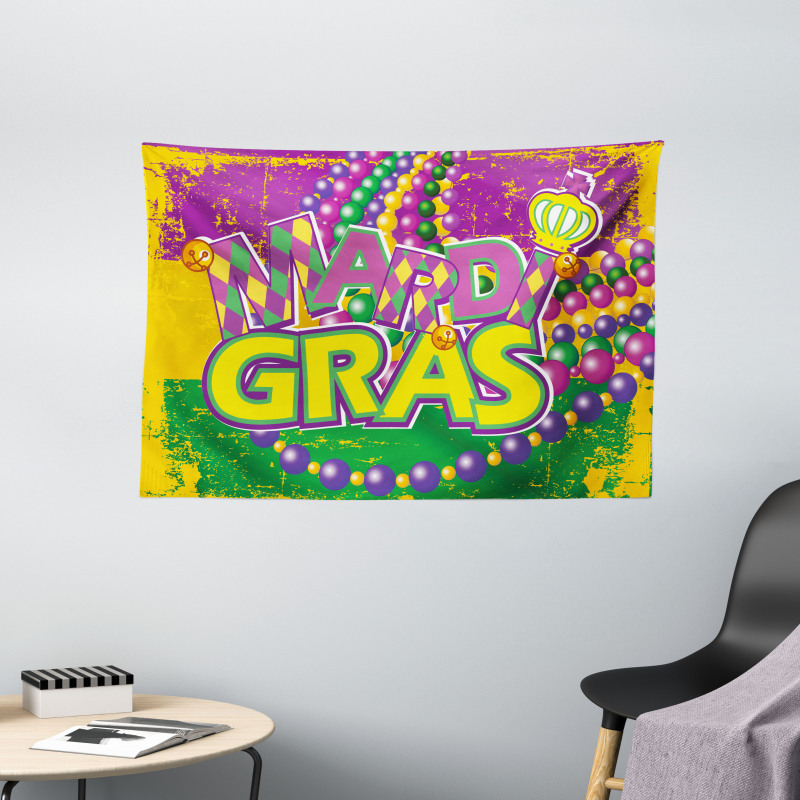 Grunge Beads Letters Wide Tapestry