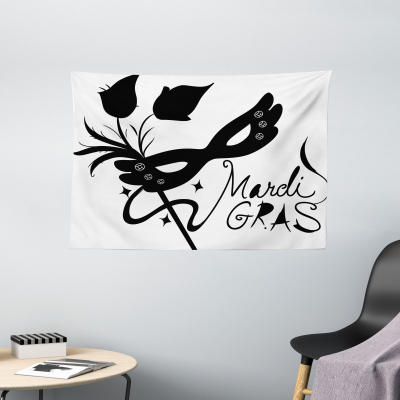 Classic Mask Flowers Wide Tapestry