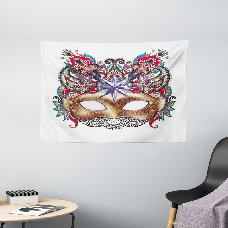 Venetian Ornate Mask Wide Tapestry