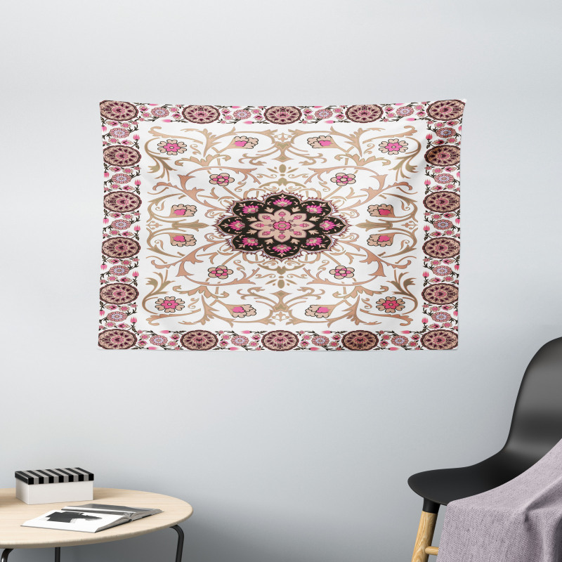 Classic Floral Details Wide Tapestry