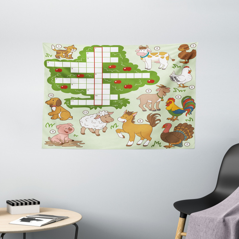 Farm Animals Wide Tapestry