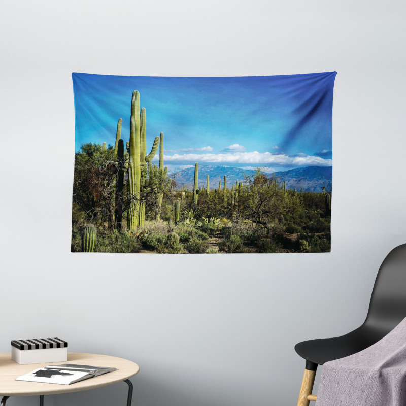 Tucson Countryside Cacti Wide Tapestry