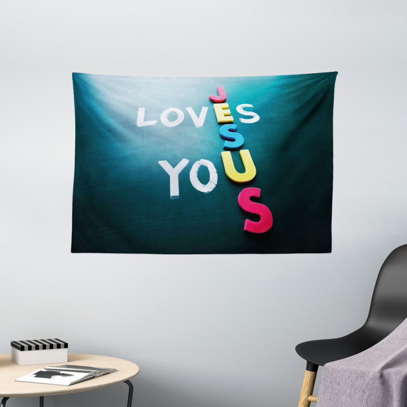 He Loves You Phrase Colorful Wide Tapestry