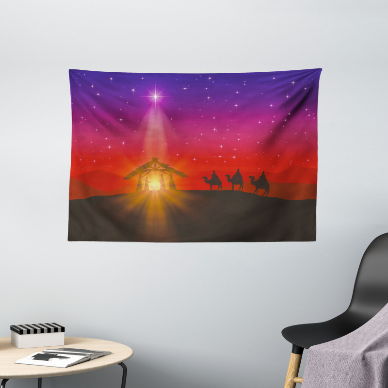 Star with Camels Desert Wide Tapestry