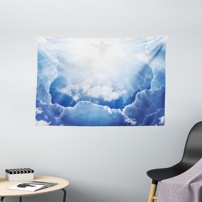 Ethereal Blue Sky Wide Tapestry