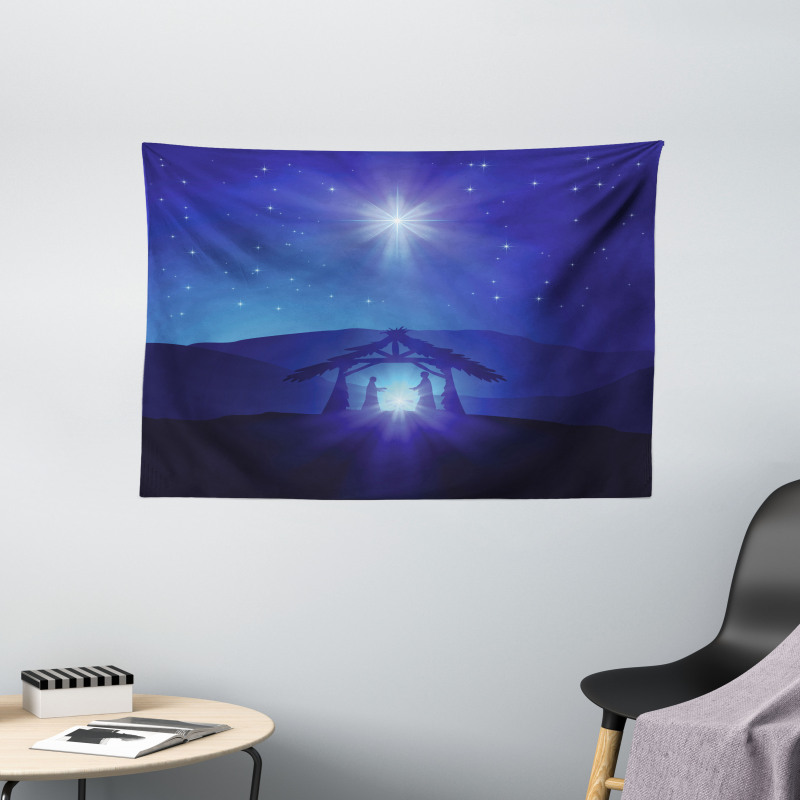 Night Sky and Bethlehem Wide Tapestry