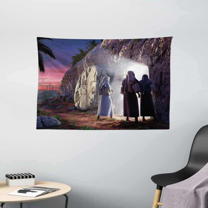 Finding Empty Tomb Motif Wide Tapestry