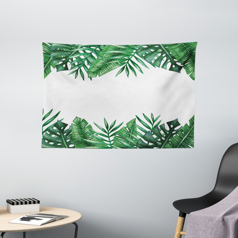Forest Leaves Frame Wide Tapestry