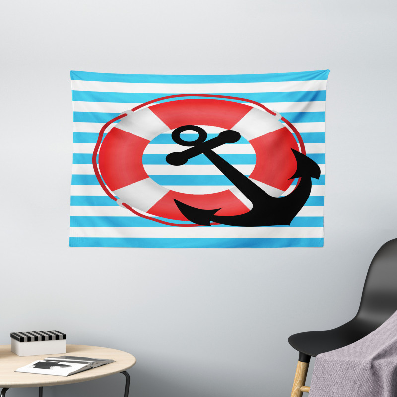 Lifebuoy Anchor Design Wide Tapestry