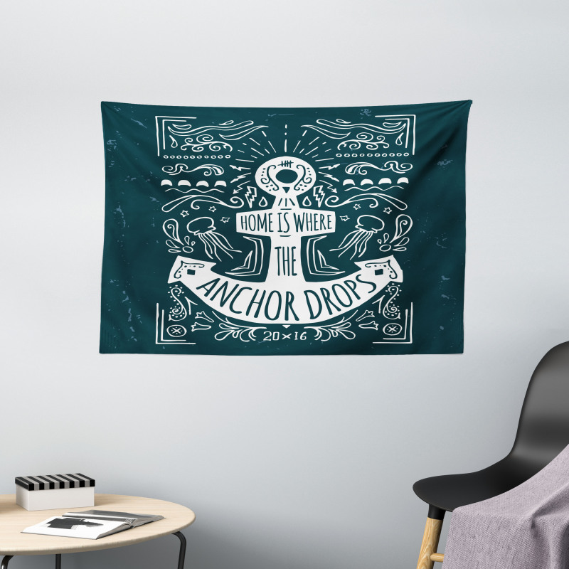 Hand Drawn Hipster Wide Tapestry