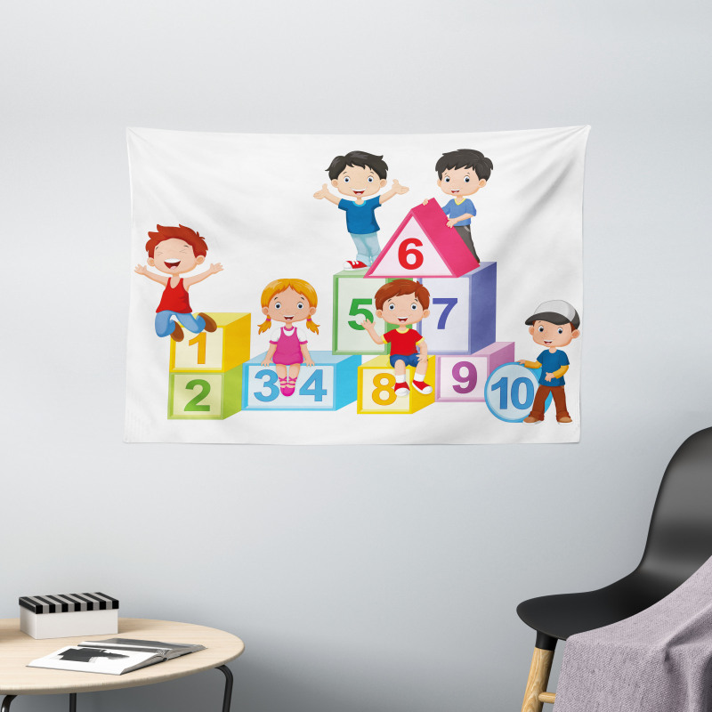 Boys Girls Numbers Wide Tapestry
