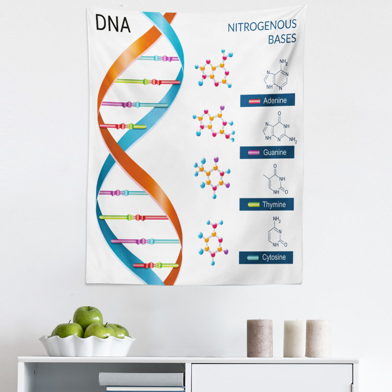 Öğretici Mikrofiber Duvar Halısı Turuncu Mavi DNA