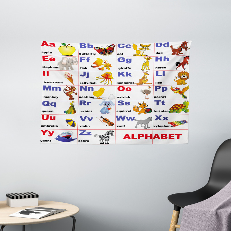 Animal Letters Wide Tapestry