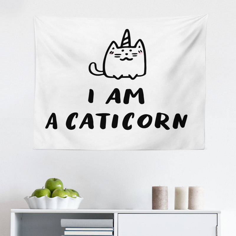 Komik Mikrofiber Geniş Duvar Halısı Sevimli Unicorn Caticorn 