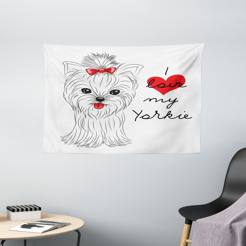 I Love My Yorkie Terrier Wide Tapestry