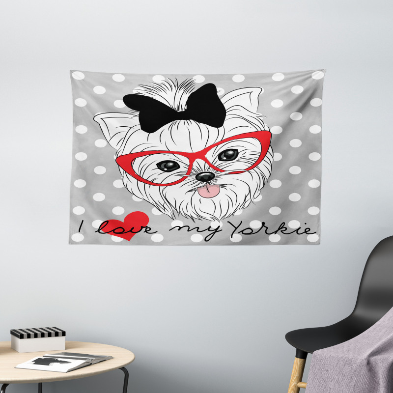 Nerd Glasses Love Heart Wide Tapestry