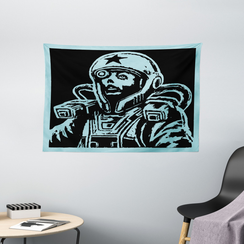 Female Astronaut Wide Tapestry