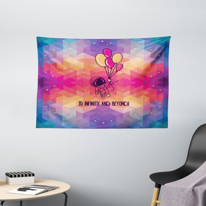 Doodle Space Man Wide Tapestry