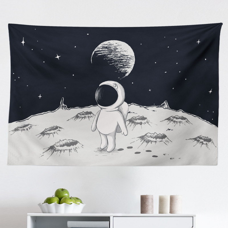 Uzay Mikrofiber Geniş Duvar Halısı Ayda Küçük Astronot