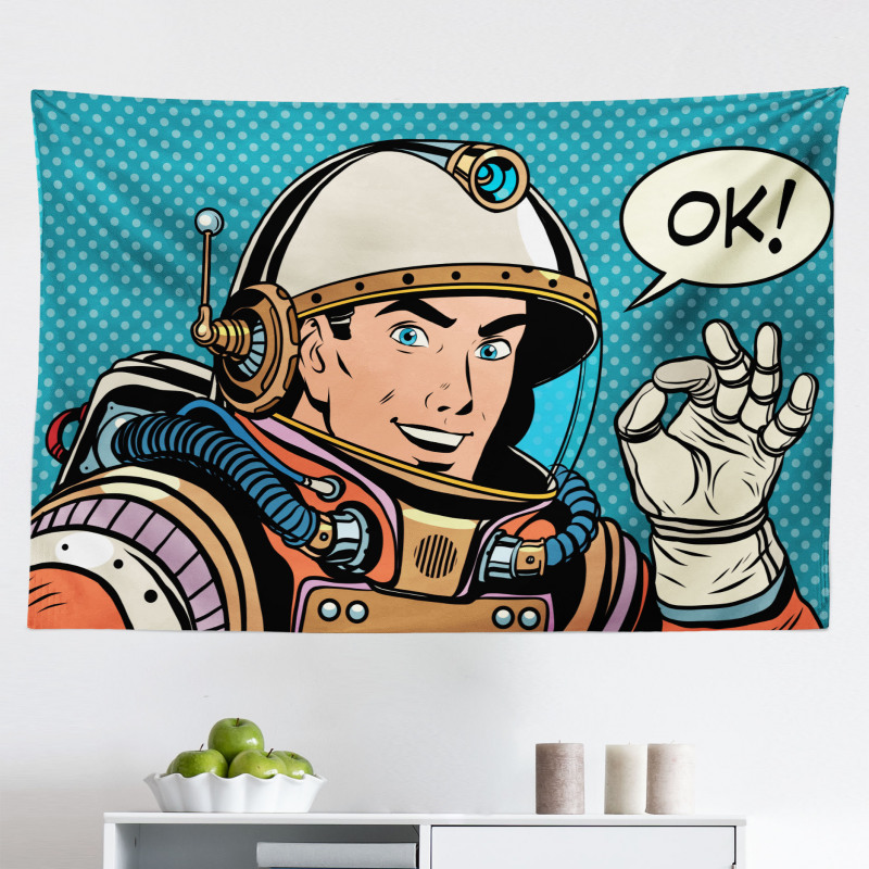 Pop Art Mikrofiber Geniş Duvar Halısı Modern Sanatsal Astronot