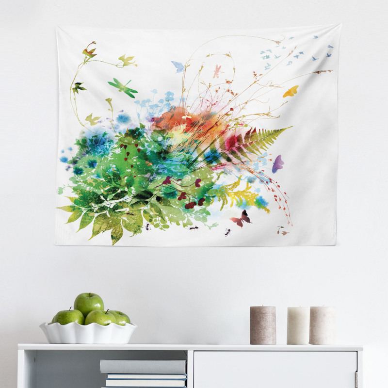 Çiçekli Mikrofiber Geniş Duvar Halısı Rengarenk Desenli
