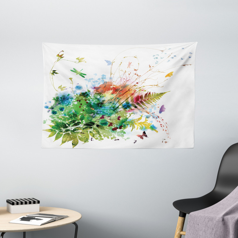 Floral Jungle Summer Wide Tapestry