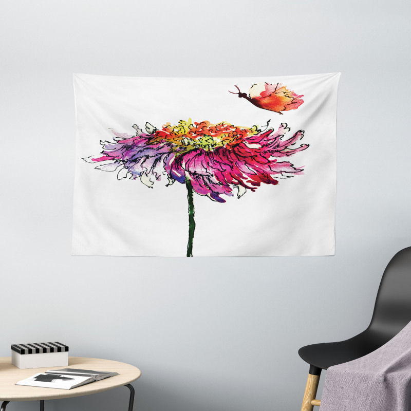 Chrysanthemum Flower Wide Tapestry