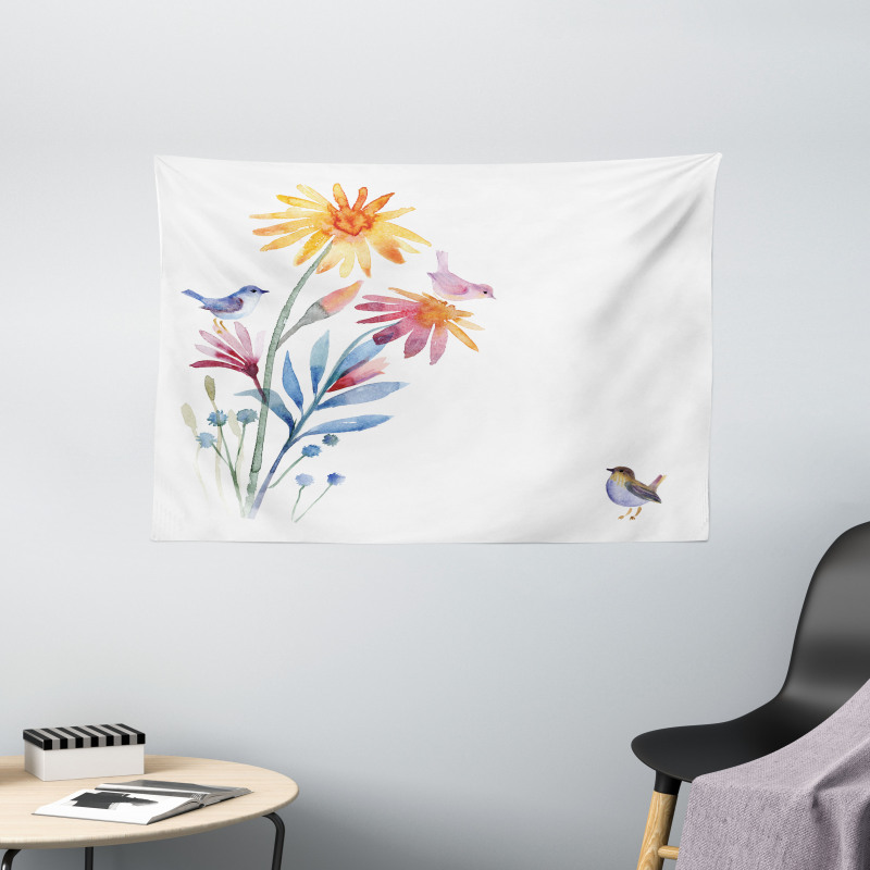 Flower Brush Effect Wide Tapestry