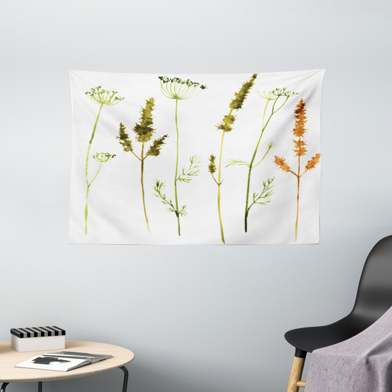 Wild Plants Herbs Wide Tapestry