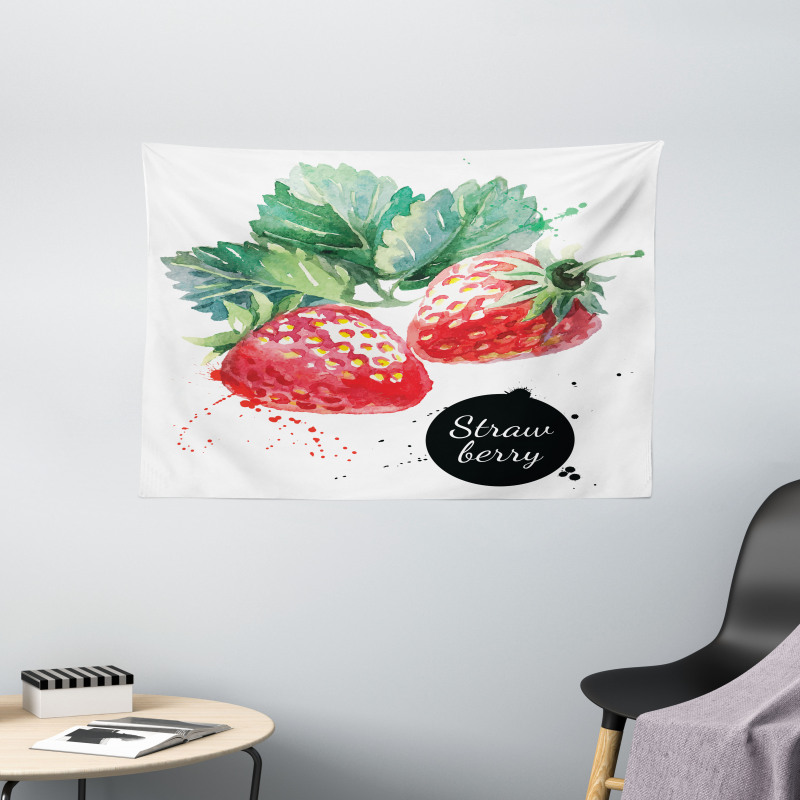 Appetizing Strawberries Wide Tapestry