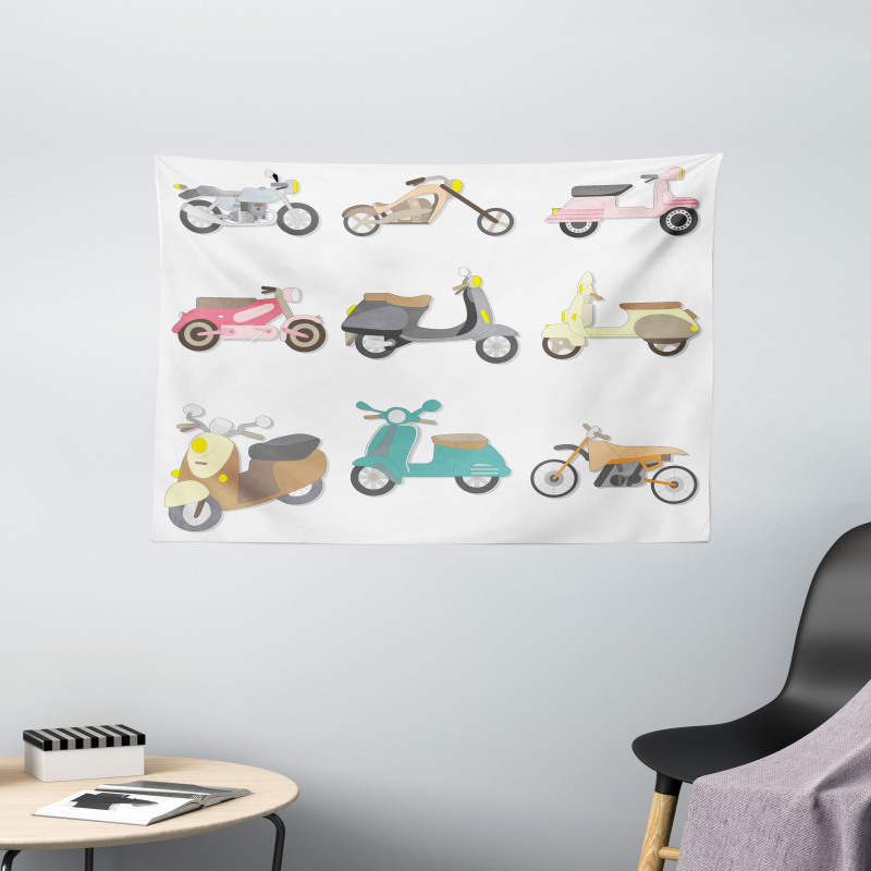 Scooters Design Wide Tapestry