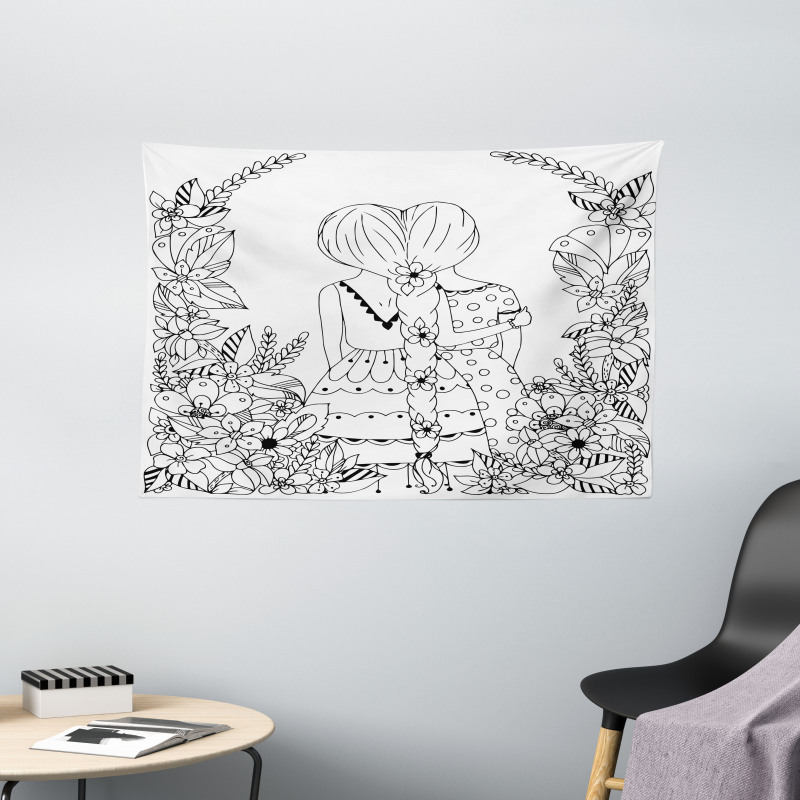 Ponytailed Girlfriend Wide Tapestry