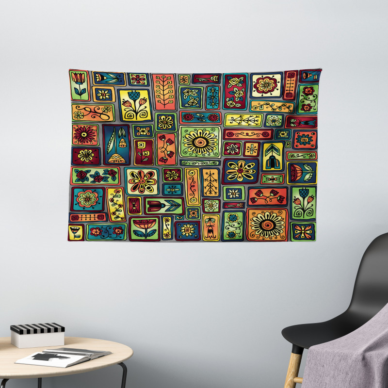 Leaves and Hearts Wide Tapestry