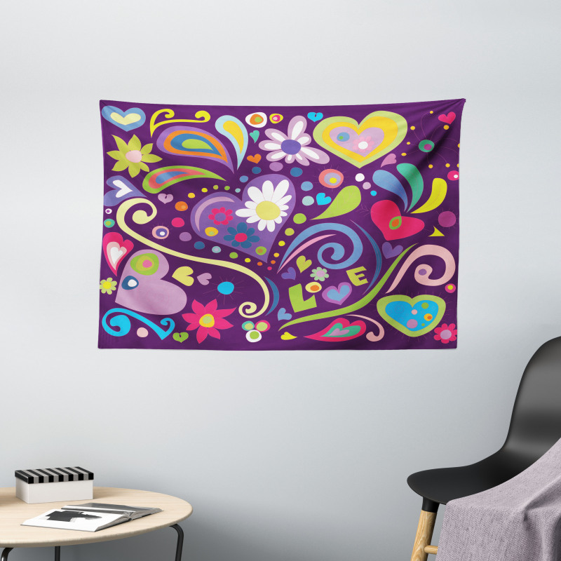 Sixties Inspired Love Wide Tapestry