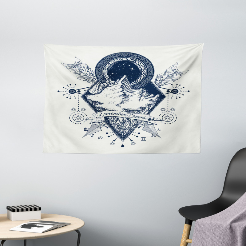 Boho Mountains Arrows Wide Tapestry