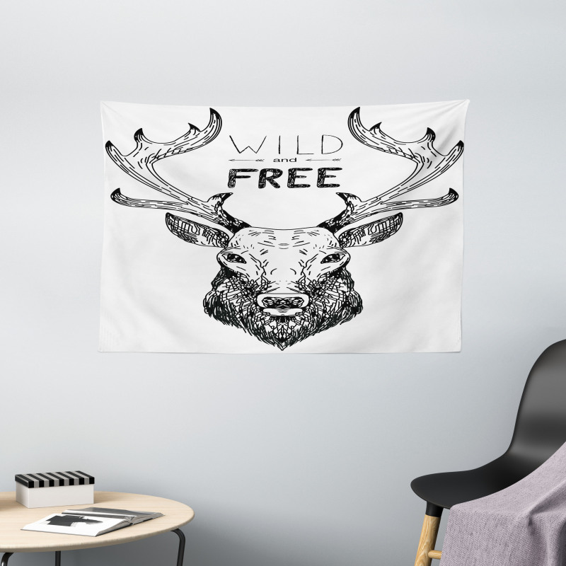 Deer Wild Free Wide Tapestry