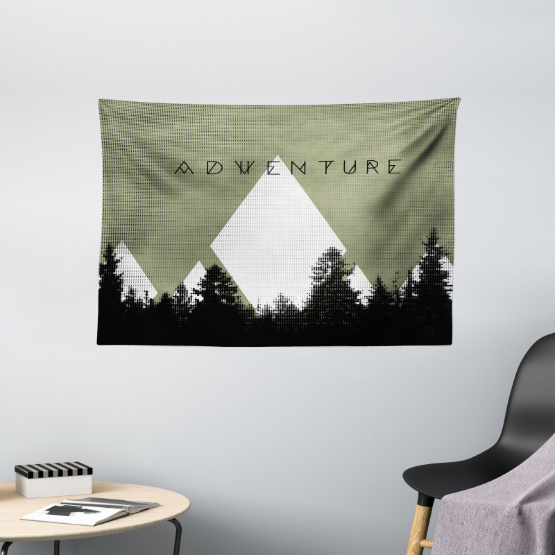 Forest Halftone Style Wide Tapestry