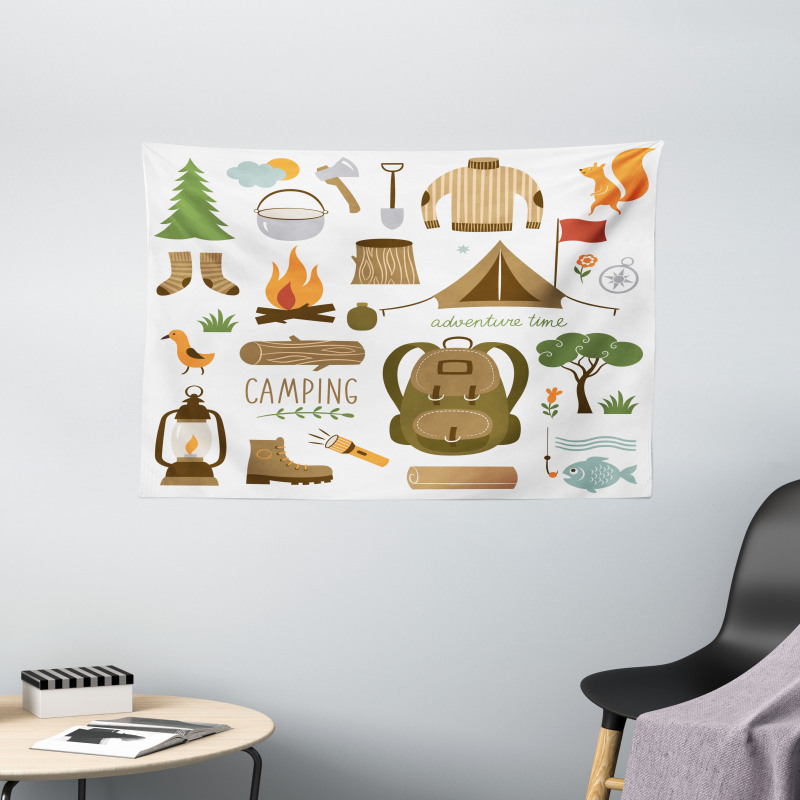 Camping Equipment Wide Tapestry