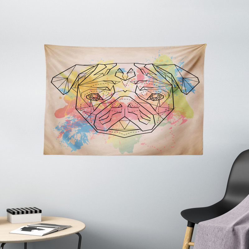 Vibrant Colored Line Art Wide Tapestry