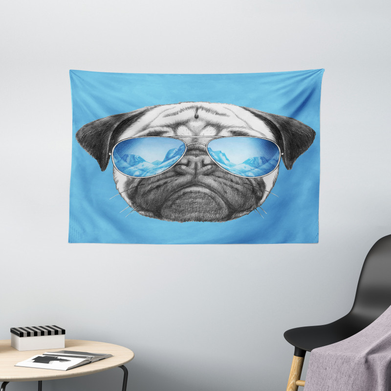 Portrait with Sunglasses Wide Tapestry