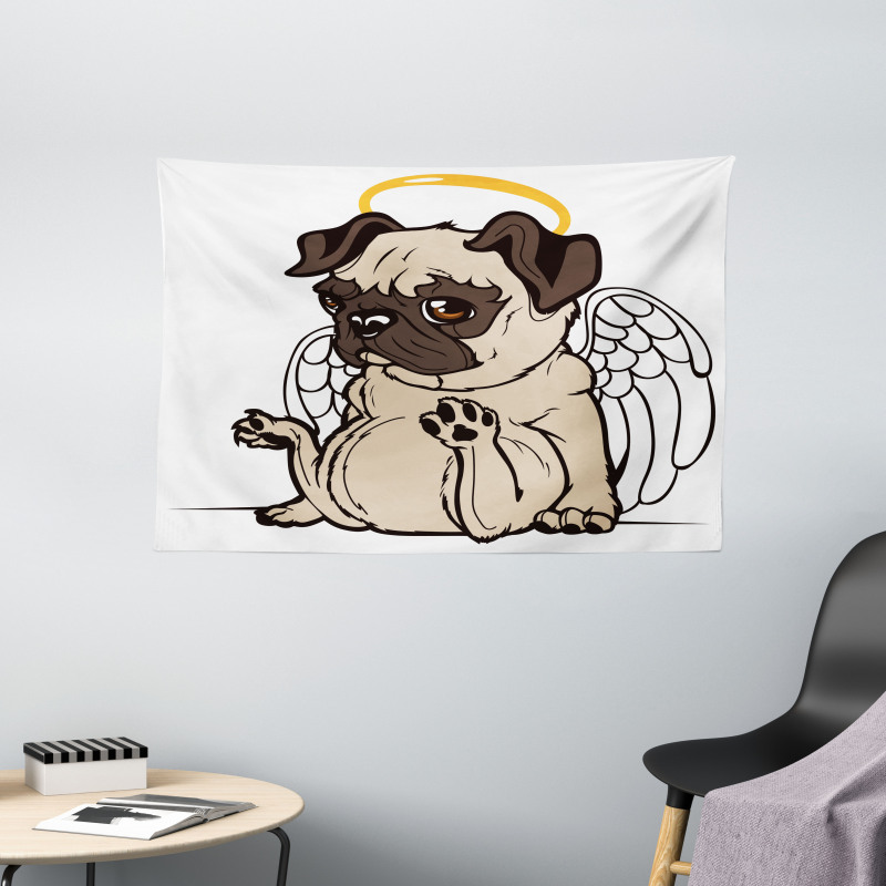 Puppy Angel Wings Hare Wide Tapestry