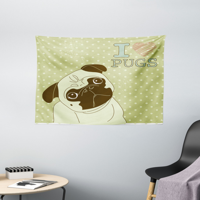 Tilted Head Dog Funny Wide Tapestry