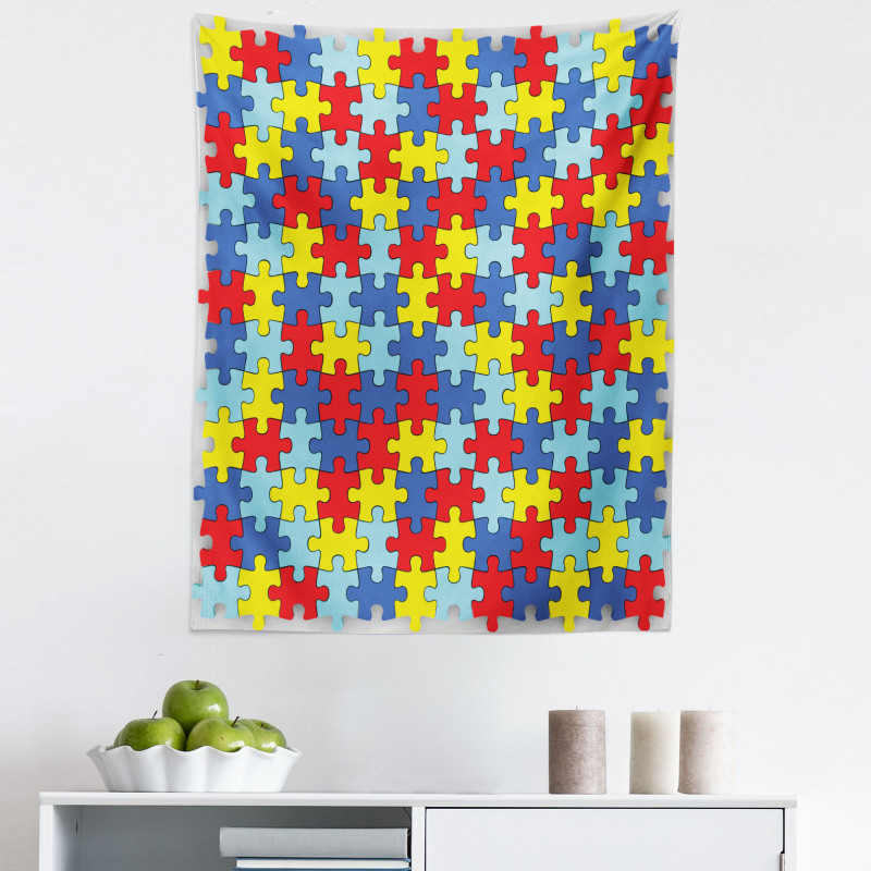 Rengarenk Mikrofiber Duvar Halısı Rengarenk Puzzle Desenli