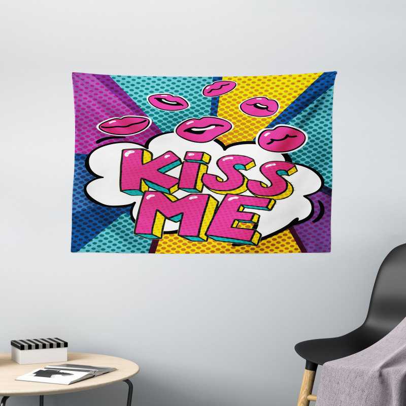 Word Bubble Pop Art Style Wide Tapestry