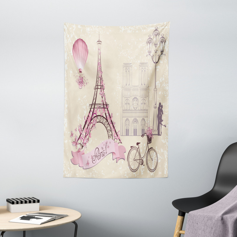 Floral Paris Eiffel Tapestry