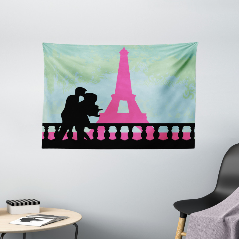 Hand Drawn Couple Kissing Wide Tapestry
