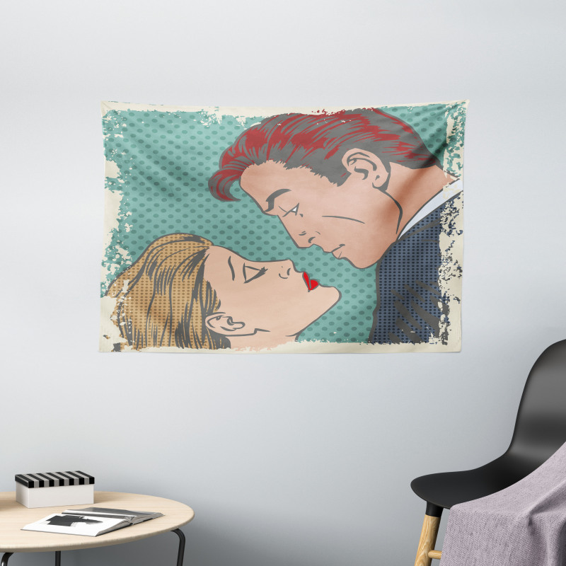 Lovers About to Kiss Art Wide Tapestry