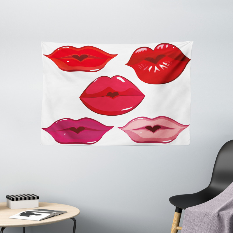 Woman Lips Kiss Affection Art Wide Tapestry