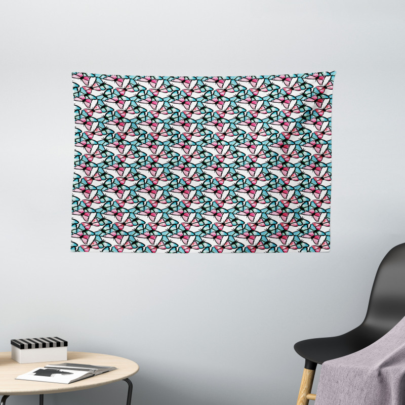 Blue and Pink Animal Wide Tapestry