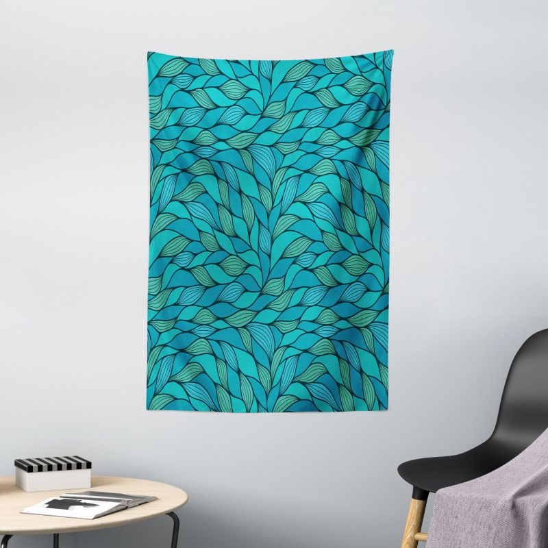 Abstract Wave Ocean Motif Tapestry